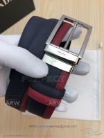 AAA Prada Leather Belt - Red And Black Leather SS Buckle